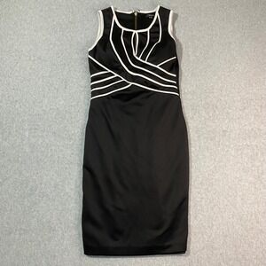 XOXO Sheath Dress Women Size M Black White Strappy Colorblock EUC Cocktail Party